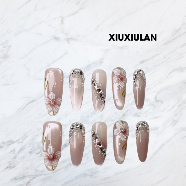 XIU372002 Cat eye hand-painted three-dimensional shaping camellia - Handmade